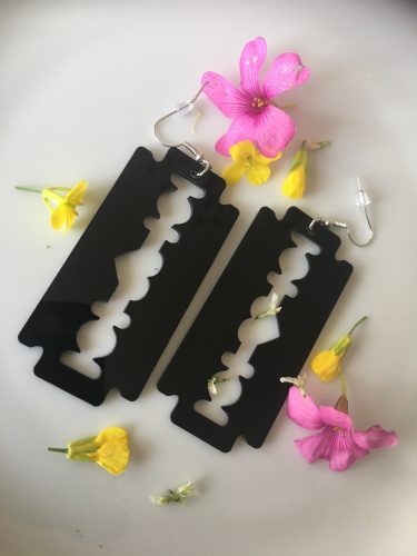 Trendy Razor Blade Dangle Earrings