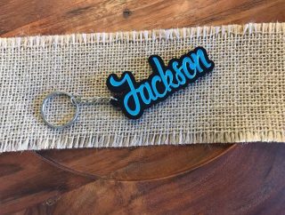 Personalised 2 Layers Custom Made Name Keychain and Name Tag