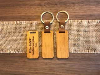 Personalised Wooden Genuine Kangaroo Leather Keyring for Men